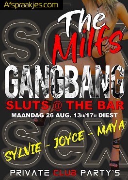 Maandag 26/08 'GEILE SLUTS GANGBANG AT THE BAR' te Diest