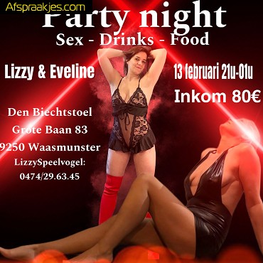 Vrijdagavond PARTYTIME 13 februari 21u-01u met Lizzy&Eveline te Waasmunster