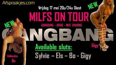 Vrijdag 17 mei   "Sluts Gangbang  Newbies: BO & GIGY"   van 20-24 uur