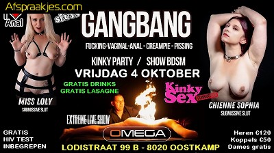 BARE GANGBANG + BDSM SHOW OP VRIJDAG 4 OKT VANAF 20u