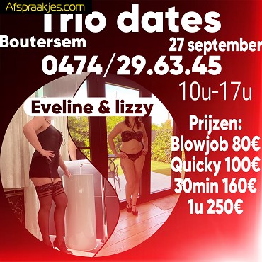 Eveline & Lizzy, 2 hete vriendinnen 27 september in Boutersem voor geile trio dates