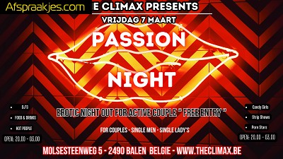 Vrij 07/03 ** PASSION NIGHT ** 20.00u tot 03.00u