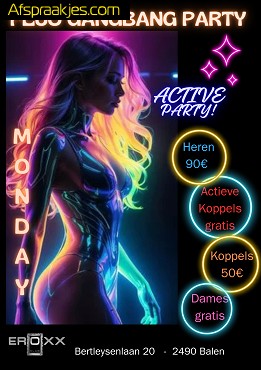 Maandag 24 maart in Eroxx Fluo extreem sexparty = zeer drukke en vette party vm90 van 11hr30 tot 18