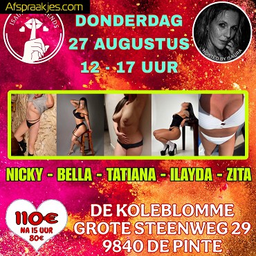 Donderdag 27 Augustus / De Pinte / 12 tot 17 uur