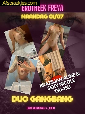 MA 01/07 13U-15U: GANGBANG met NIEUWE Brazilian ALINE & Sexy NICOLE