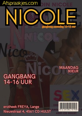 Ma 25/9: Namiddag Gangbang Party met Nicole - bij Erotheek FREYA