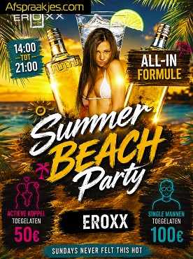 Sunday HOT Summer Beach Party, mannen toegelaten.